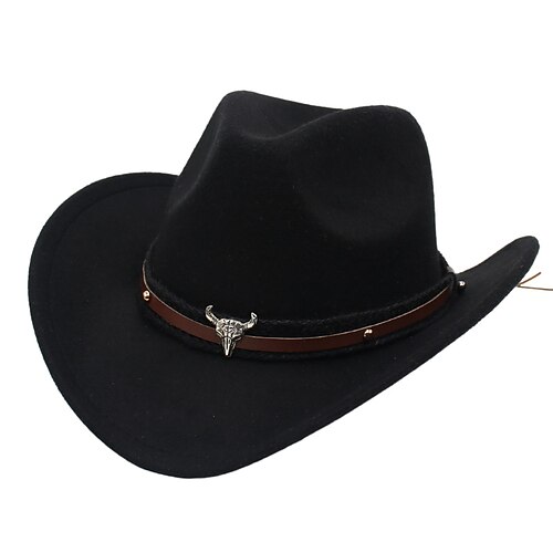 Herren Sonnenhut Cowboy-Hut Fedora-Trilby-Hut Schwarz Rote Baumwolle / Polyester Vintage-Stil Modisch 18. Jahrhundert Bundesstaat Texas Täglich Kostümparty Solide / einfarbig Sonnenschutz Cosplay Image