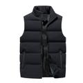 Herren Wintermantel Winterjacke Puffer Weste Weste Steppweste Strickjacke Casual Campen und Wandern Winter Tasche Polyester Windundurchlässig Warm Bequem Solide / einfarbig Stehkragen Schwarz Rote