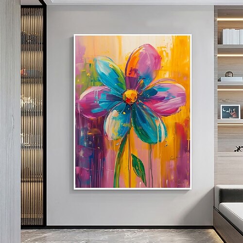 Ölgemälde handgemachte Impressionismus Blumengemälde handgemachte Blumenölgemälde abstrakte Rose Blumenmalerei Blumenlandschaftsmalerei Blumenwandkunst Leinwand Frühlingsgemälde für Wohnzimmer Image