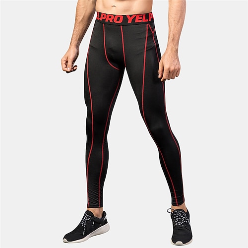 Herren Sport Leggings Laufhosen Kompressionsstrumpfhosen Trainingshosen Tasche Elastischer Bund Hohe Taille Strumpfhosen Innen Outdoor Sport Outdoor Sommer Herbst Schnelltrocknend Leicht Weich Image