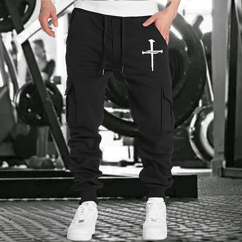 Herren Jogginghosen Jogginghose Laufhosen Sporthose Trainingshosen Tasche Elastischer Bund Hosen Innen Outdoor Sport Outdoor Herbst Winter Thermowarm Weich Marathon Training Gehen Figurbetonter Image