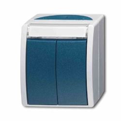 Busch-Jaeger OCEAN Wipptaster, grau/blau-grün, 2S, Aufputz, IP44, ohne Aufdruck, matt Image
