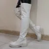 LAIGZEM Frauen Über Knie Hohe Stiefel Voll Zipper Runde Kappe Komfortable Low Heels Stiefel Unisex Schuhe Frau Botas Große Größe 33 40 43