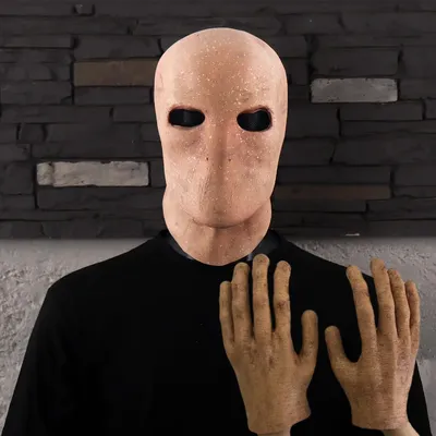 Slender man Maske Handschuhe Cosplay Horror gesichtslosen Mann Alien Schädel Latex Hand masken Anzug Image