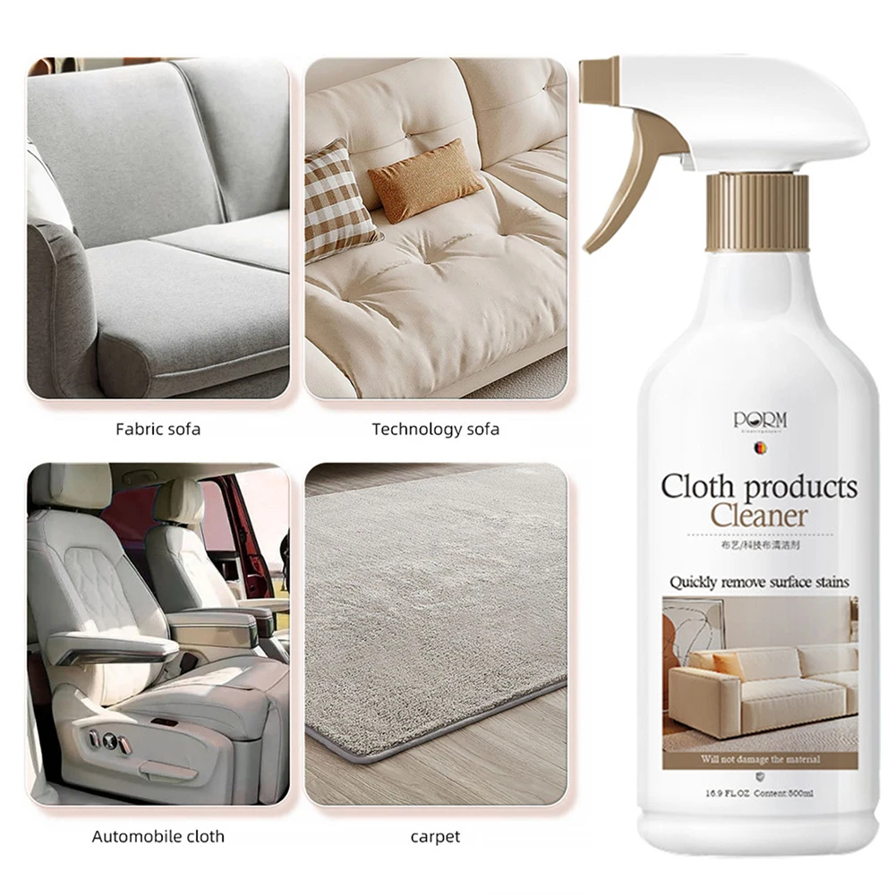 500ml Couchreiniger, sicherer und langanhaltender, kraftvoller Fleckenentferner, Spray für Stoffsofaoberflächen, für Sofas, Wohnzimmer, Büro, Auto, Schlafzimmer Image