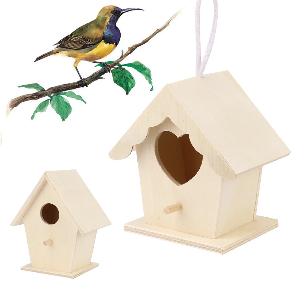 Holz Mini Vogelkäfig Outdoor Hängen Vogelhaus Box Garten Vogelkäfige Haus Hof Dekoration Vogel Produkte Holz Vogel Papagei Nest
