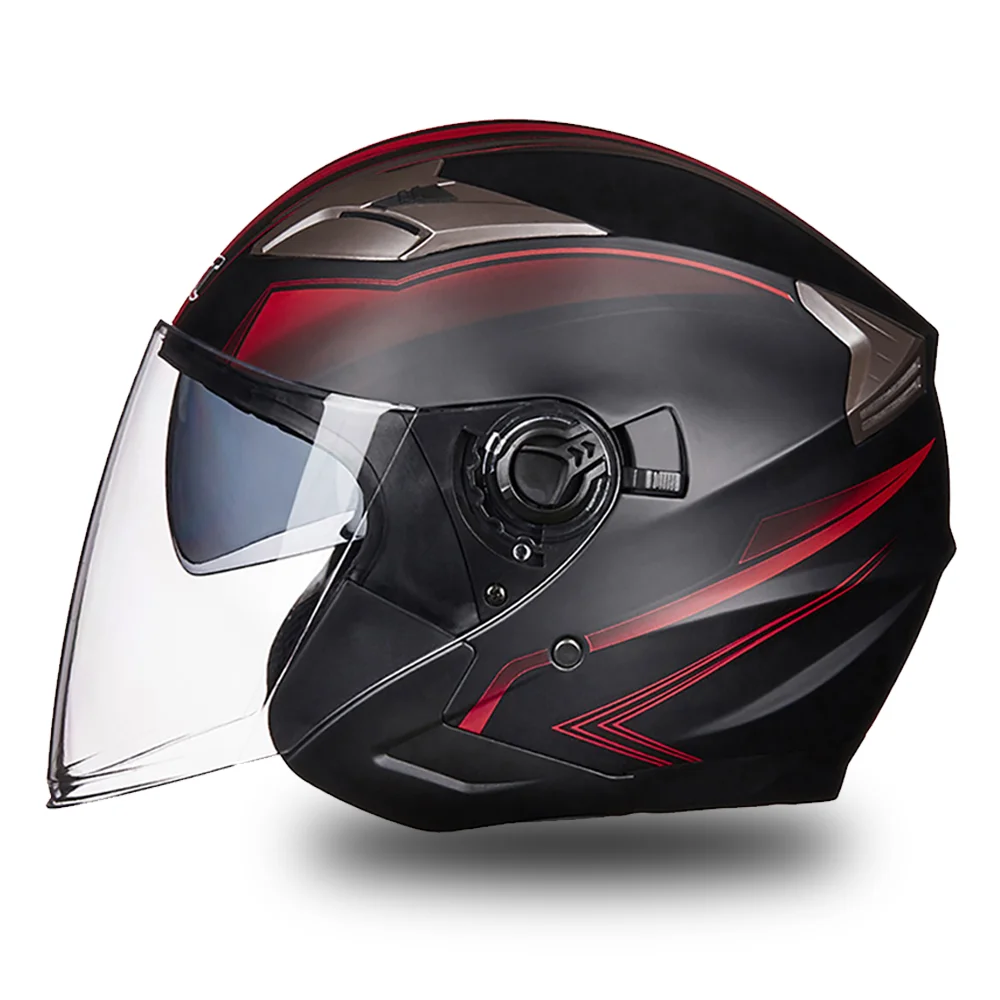 Motorrad Halb Helm Doppel Objektiv Cool Casco Moto Vier Jahreszeiten Männer Frauen Street Fashion Open Face Helm Capacete Moto Sicherheit Image