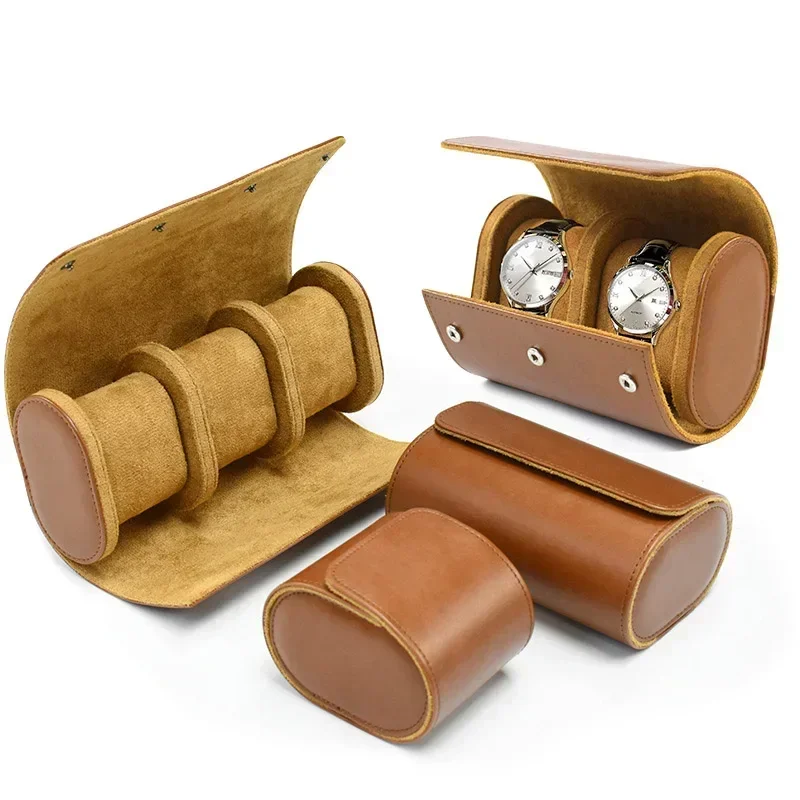 1/2/3 Slot Uhr Rolle Reise etui tragbare Vintage Leder uhr Vitrine Aufbewahrung sbox Uhr Veranstalter Männer Weihnachts geschenk