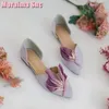 Blumen dekor spitze Zehen flache Schuhe flache echte Leder elegante Designer Frauen Schuhe Sandalen