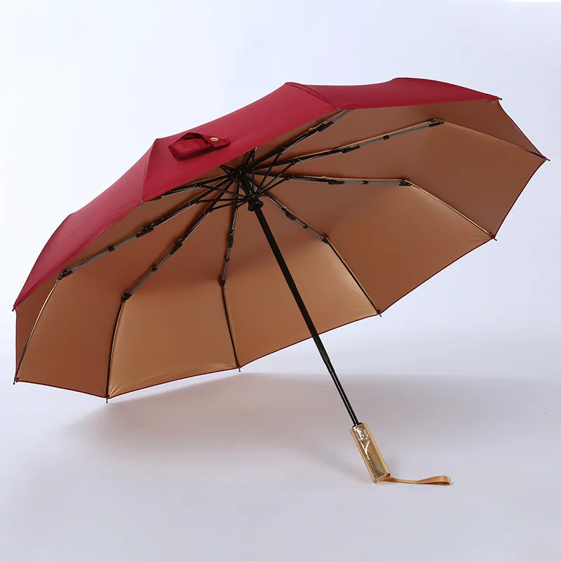 10 Knochen klarer Regenschirm Titan Sonnenschutz und UV-Schutz dreifach gefalteter Sonnenschirm Regenschirm Chrom griff Regenschirm Image