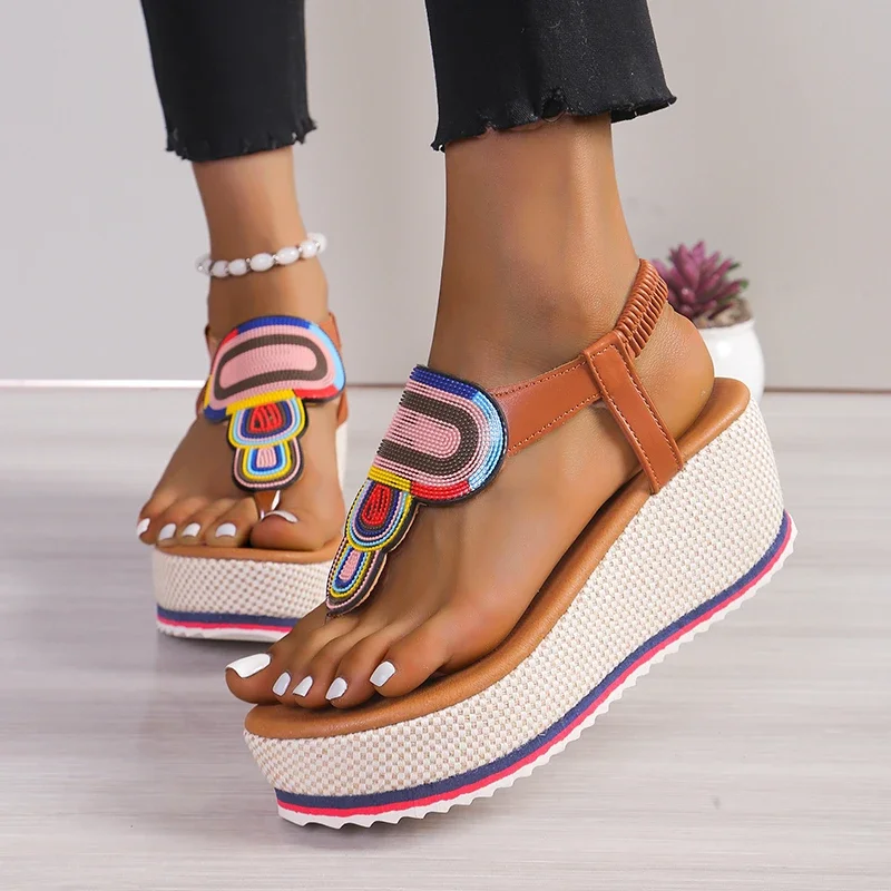 Frauen Sandale 2024 Neue Sommer Mode Schuhe für Frauen Plus Größe Offene spitze Keile Sandalen Frauen Luxus Designer Plattform Sandalen