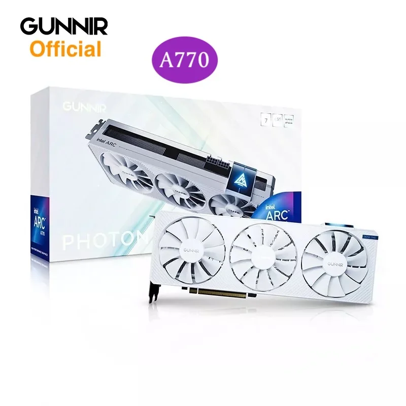 Original neue GUNNIR Intel Arc A770 Photon 16G OC GDDR6 Grafikkarte, 2400 MHz 16 GB 256-Bit GDDR6, PCIE 4.0, 3 Lüfter-Grafikkarte Image