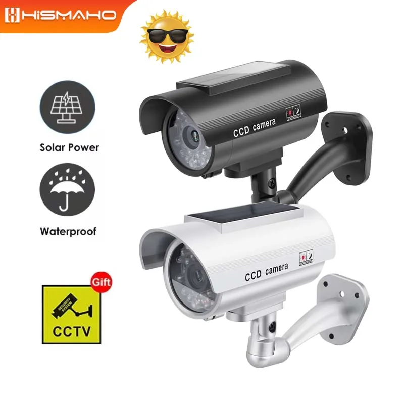 Gefälschte Solar kamera Outdoor-Simulation Dummy-Kamera CCTV-Überwachung Home Security Schutz kugel mit blinkendem LED-Licht Image