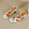 Frauen Sandalen Designer High Heels quadratische Peep Toe Schnalle Hochzeit Braut Plattform Damenschuhe große Größe 45 46 Zapatos Mujer 23-18