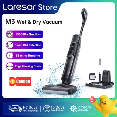 Laresar M3 Kabelloser Nass- und Trockensauger mit Wischfunktion, Randreinigungsdesign, 55 Minuten Image