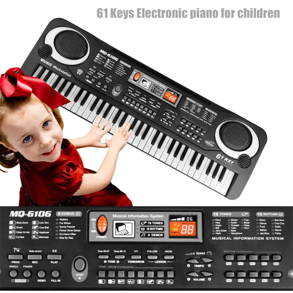 61-Tasten elektronische Tastatur Klavier digitale Musik Tastatur Kind multifunktional mit Mikrofon musikalische Aufklärung Weihnachtsgeschenke Image