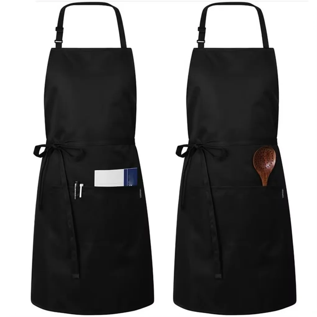 Schürze Unisex Neck holder Schürze mit 2 Taschen Chef Kellner Küche Koch werkzeug Haars ch neiden Styling Wickelt uch Werkzeuge Küchen schürze Image