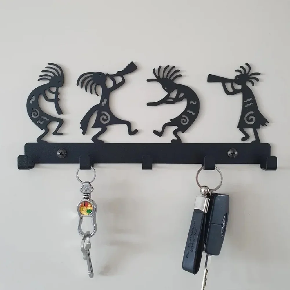 Wandgarderobe, Vintage-Schlüsselhalter aus schwarzem Metall, Wandhaken für Kleidung und Hüte, stilvoller Wandaufhänger, elegante Kunstwerke