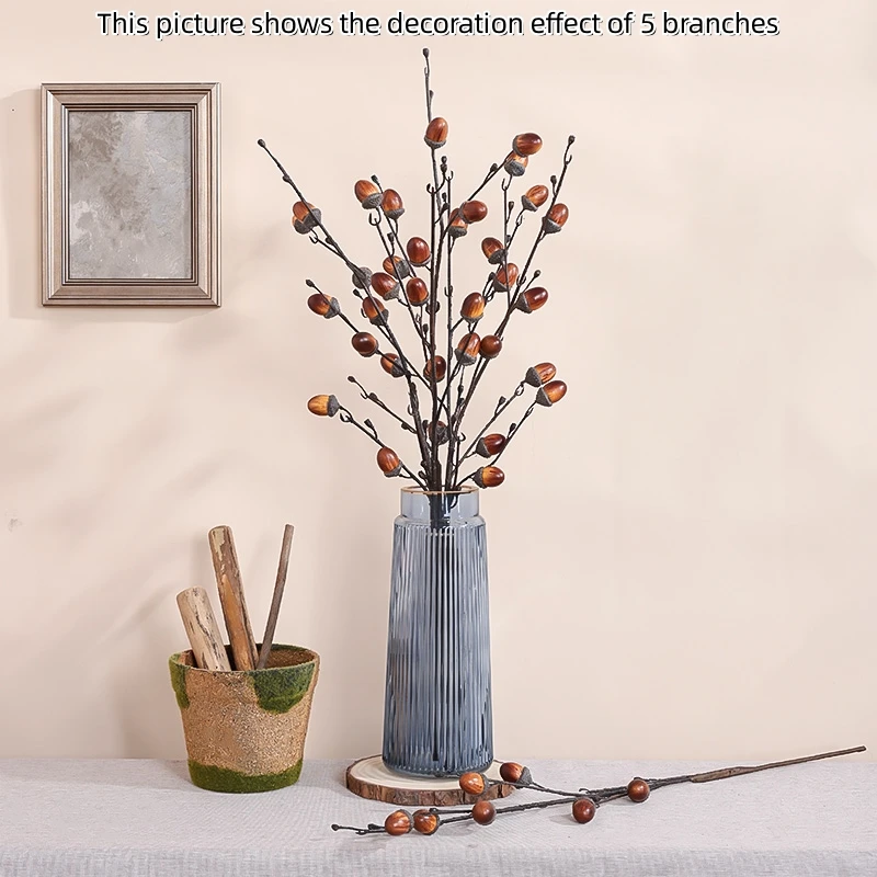 2 Stück/5 Stück, künstliche Eichen pflanzen zweige, DIY handgemachte Blumen arrangement Desktop-Display Rack Platzierung Dekoration Image
