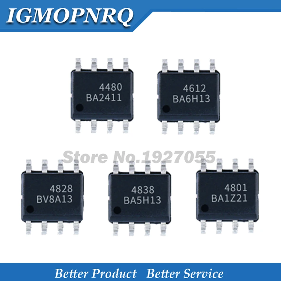 10 stücke ao4600 ao4606c ao4614b sop8 ao4620 ao4712 ao4803 ao4803a ao4822a ao4828 sop-8 neu Image