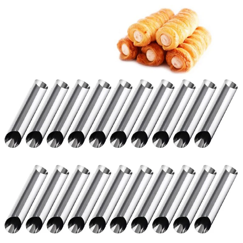 Cannoli-Röhren, Edelstahl, Creme-Horn-Formen, antihaftbeschichtet, Cannoli-Formen, konischer Röhrenkegel, Dessert, Gebäck, Rollen-Backform Image