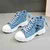 Neue Leinwand High-top Frauen Schuhe Atmungs Denim Turnschuhe Frauen Sommer Dicken Boden Erhöhung