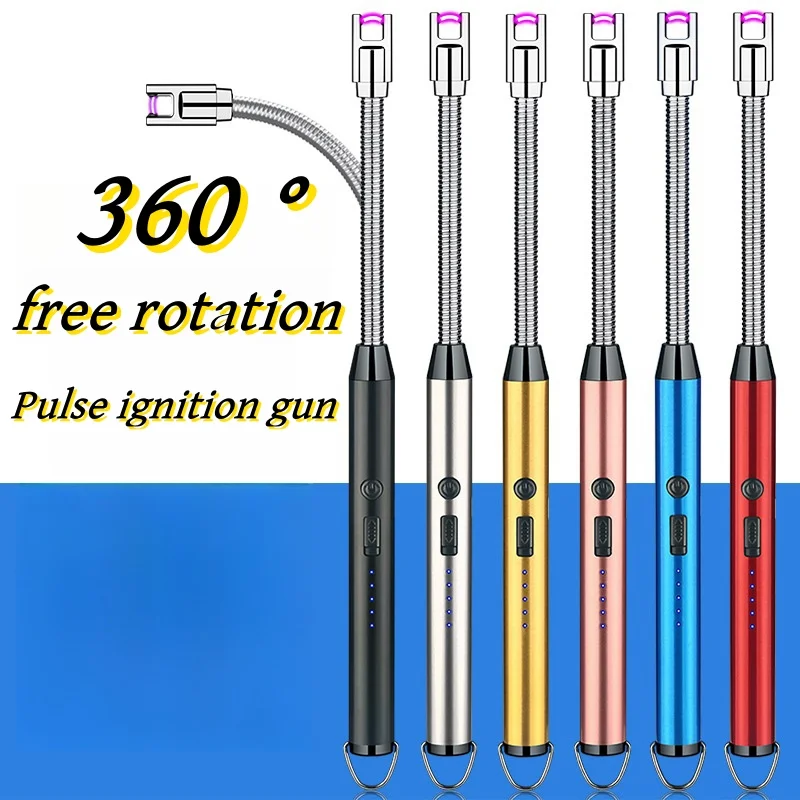 Winddicht Küche Elektrische USB Feuerzeug Lange Kerze BBQ Gasherd Zündpistole Camping Wiederaufladbare Arc Flammenlose Plasma Feuerzeug Image