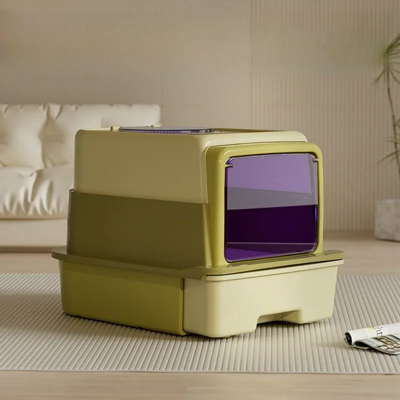 Jumbo-Katzentoilette mit Schublade, UV-sterilisiert, Katzensandkasten, vollständig geschlossene Katzentoilette, großes Fassungsvermögen, Geruchsentfernung, Katzentoilette Image