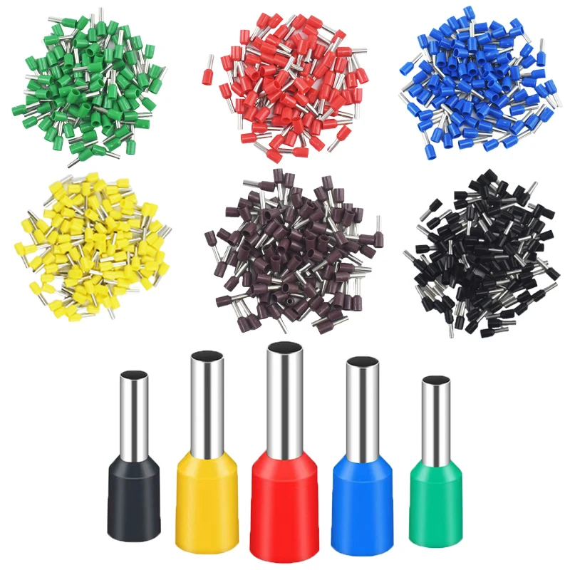 100 Teile/paket Isolierte Kabel End Terminal Crimp E0508 1008 1508 7508 2508 Druck Terminal Aderendhülsen Crimpen Terminals Rohr Image