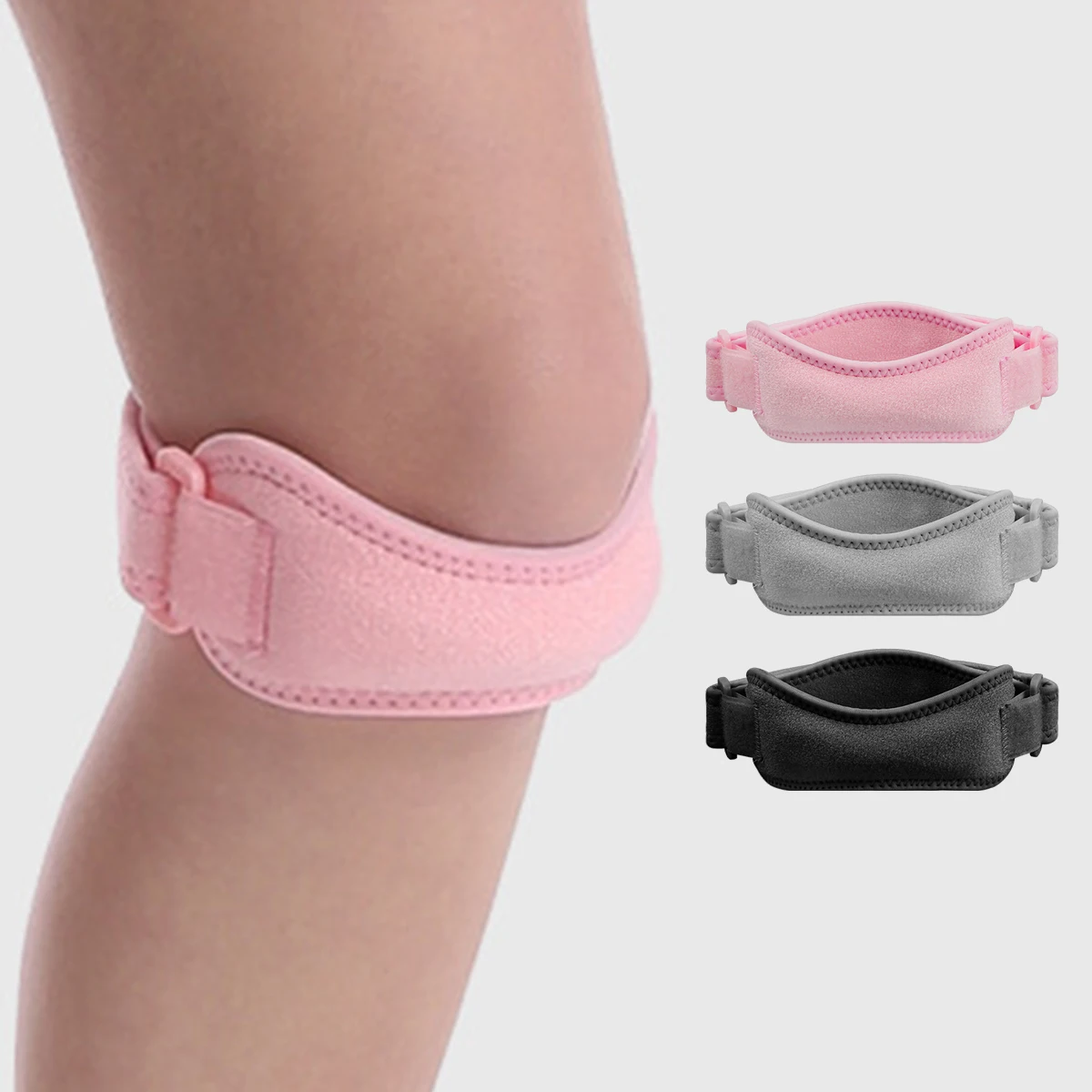 1 Stück verstellbare Knieschoner zur Schmerzlinderung, Patella-Stabilisator, Kniebandage, Unterstützung für Wandern, Fußball, Basketball, Laufen, Sport Image