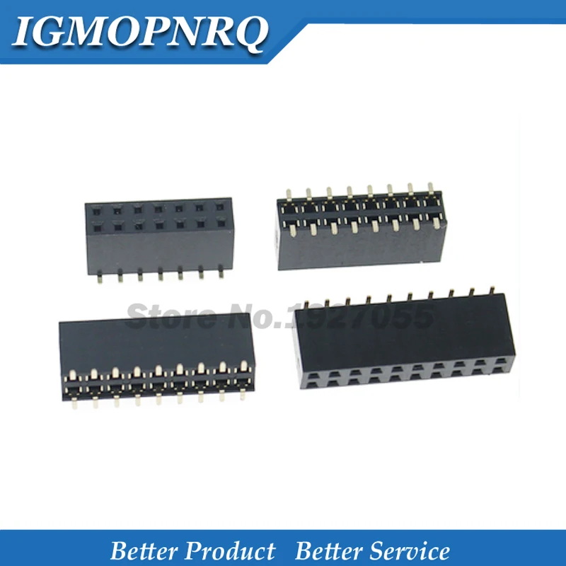 10PCS SMT 2,54mm 2,54 Zweireihige Weibliche Abtrünnigen PCB Board Pin Header buchse Stecker Pinheader 2*5 2*10 2*12 2*15 2*20 2*SMD Image