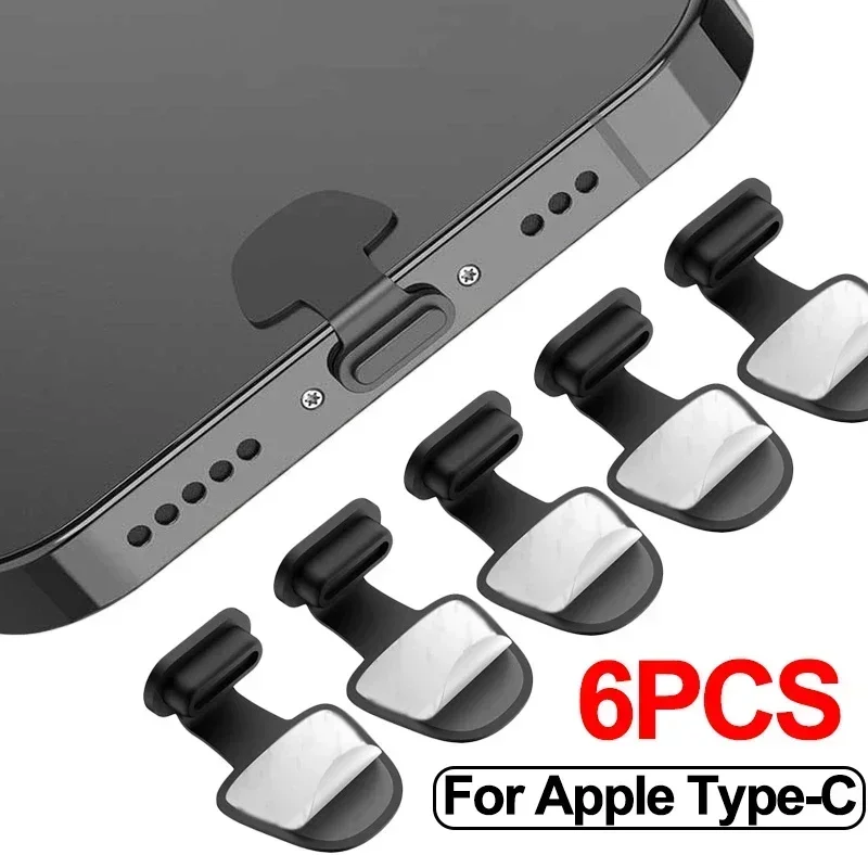 2/4/6PCS Lade Port Anti-Staub Schmutz Stecker für IPhone Samsung USB Typ-C Port Schutz Silikon staubstöpsel Abdeckung Anti-Verloren Kappe Image