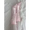 Rosa Satin Schnürung kniehohe Stiefel Band niedlichen Bogen Frauen spitzen Zehen High Heels elegante lange Stiefel Mädchen Party Lolita Schuhe