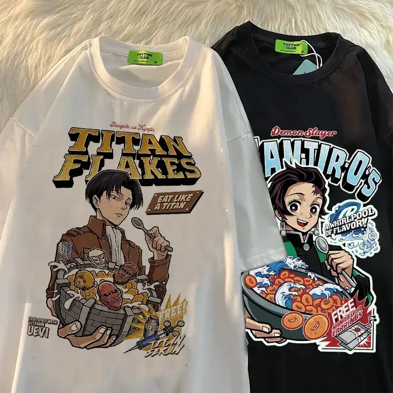 Heißer Titan Angriff Shingeki No Kyojin Druck Kleidung Frauen T Shirt Ästhetik Grafik Weiß Kurzarm Polyester frauen T Shirt Image