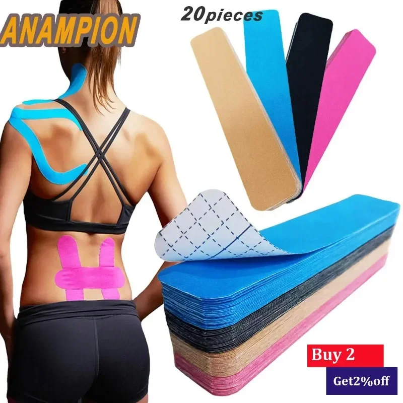 Kinesiology Tape Pro Athletic Sports (20 vorgeschnittene Streifen), wasserfestes elastisches Klebeband, Linderung von Muskelschmerzen, Gelenkstütze Image