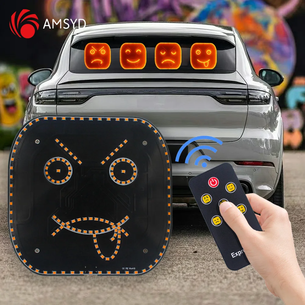 Auto lustige Gesichts ausdruck Licht mit Fernbedienung Heckscheibe Multifunktions-Warn lampe Außen zubehör Image