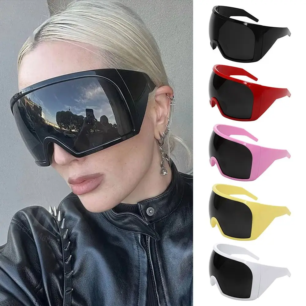 Übergroße Punk einteilige Sonnenbrille Brille neue Frauen Männer Luxus Sonnenbrille weibliche Surround Shades 2000's Brillen Image