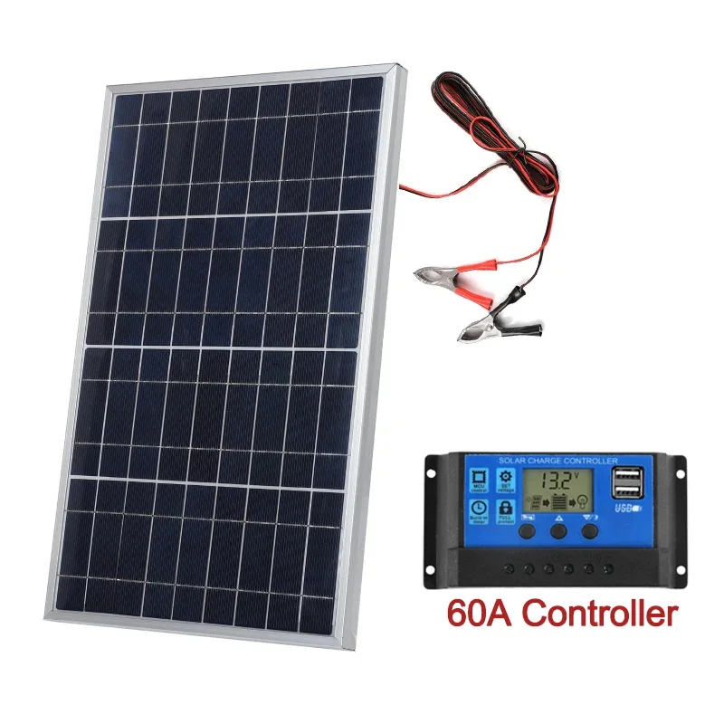 Solar Panel 18V 20W Tragbare Controller Power Set Krokodil Clip Outdoor Wiederaufladbare Haushalt Solar Generator Solar Ladegerät RV Image