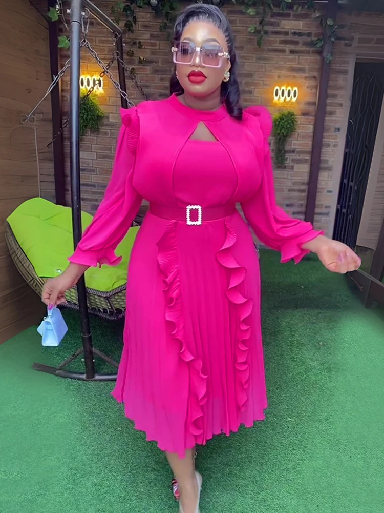 Long Sleeve Chiffon Dresses For Women 2026 Autumn Africa Clothing Wedding Party Evening Gown Dubai Abaya Elegant Ladies Overalls