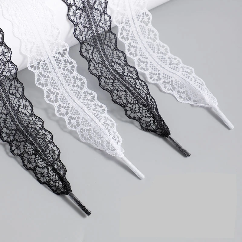 Seidenspitze, Freizeitschuhe, Schnürsenkel, Breite 2,9 cm, flache Schnürsenkel, weiß, schwarz, Seil, Schnürsenkel für Schuhe, Zubehör, 100/120/140 cm, 1 Paar