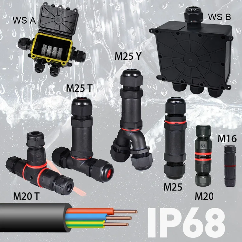 IP68 Kunststoffgehäuse für den Außenbereich, schwarz, wasserdichtes Gehäuse, DIY-Drahtverbindung, elektronisches Projekt, elektrische Kabelbox, Blockverbinder Image