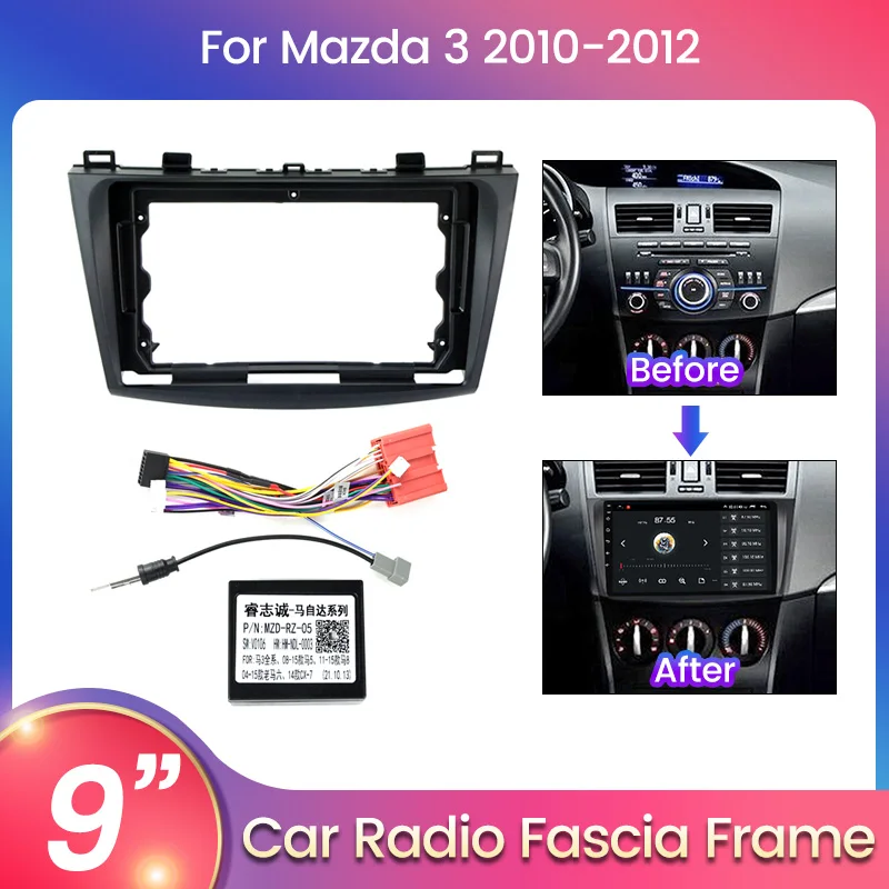 2din Autoradio-Blende für Mazda 3 2010-2012 Dash Panel Frame Kit Installation adapter Stromkabel Audio Innen kopfe inheit Image