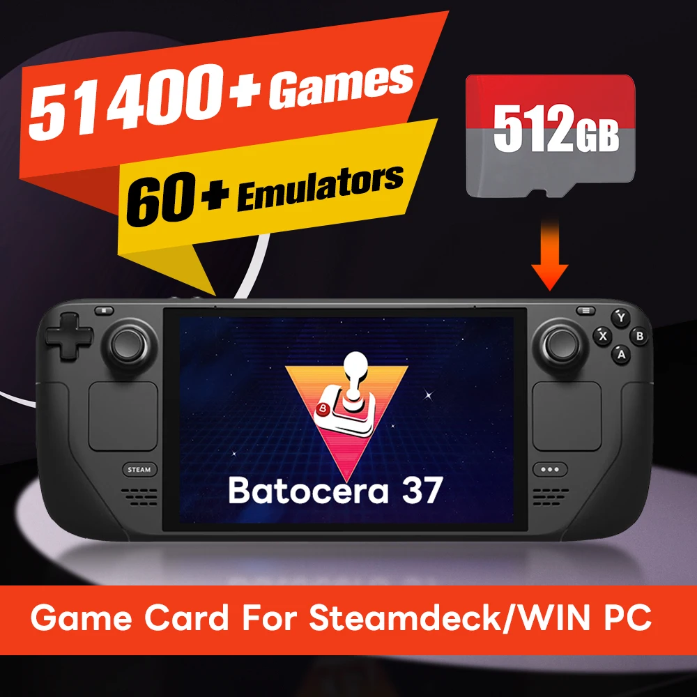 Batocera-Spielkarte für Steamdeck/Steamdeck OLED/Windows-PC mit 51400+ Spielen für PS3/PS2/PS1/PSP/Gamecube/Sega Saturn/MAME/3DO
