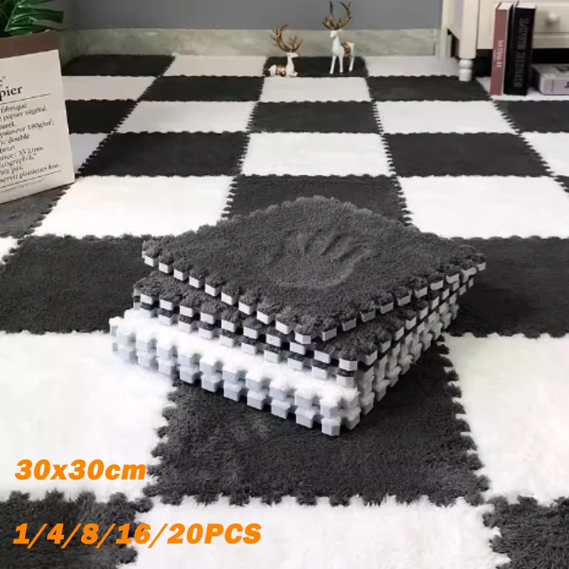 Weiche Plüsch Warme Teppich Baby Spielen Matte Baby Schlafzimmer Patchwork Teppich EVA Schaum Ineinandergreifende Sport Boden Fliesen Baby Warme Spiel Matte