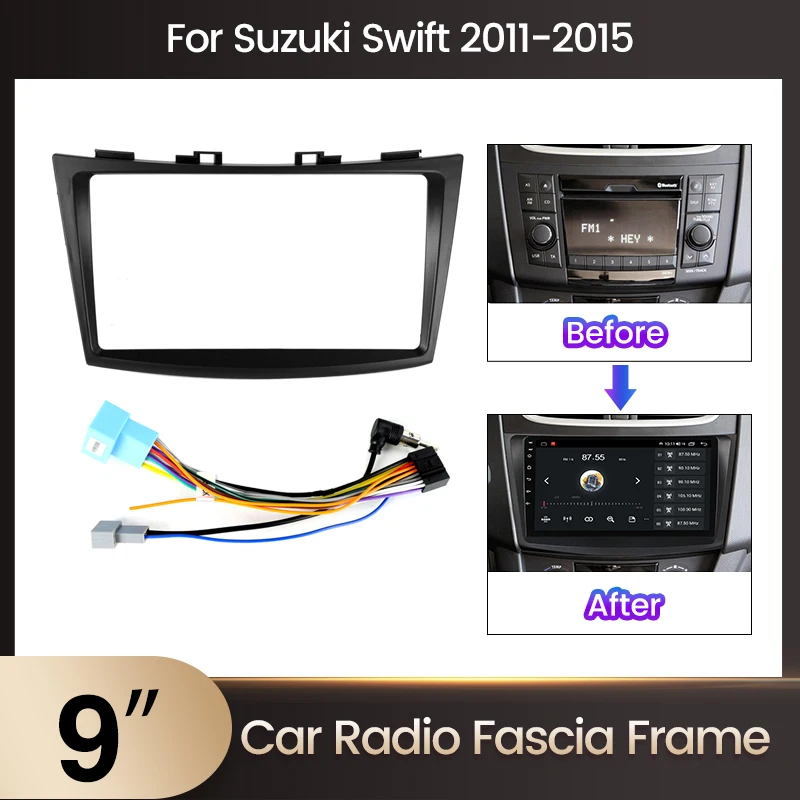 NaviFly 9' Autoradio-Blende Rahmen für Suzuki Swift 2011-2015 9 Zoll Navigation Multimedia Audio Player Radio Stereo Trim Panel Image