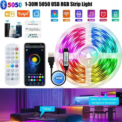 Led Strip Lights For Bedroom 5V 5050 Usb Rgb Tape 10 Meter Ice String Holiday Lighting Wall Led Room Decor Lamp Wifi Band Ribbon
