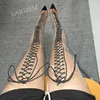 Laigzem Frauen Oberschenkel hohe Stiefel klar durchsichtig spitzen Zehen zurück Reiß verschluss Stiletto High Heels Stiefel Schuhe Frau große Größe 35 41 43