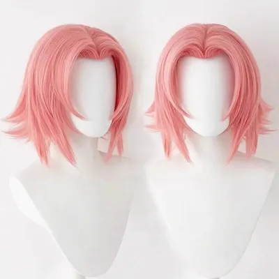 Anime Haruno Sakura Perücke Kurze Rosa Hitzebeständige Mädchen Kunsthaar Spielen Rolle Patry Perücken + Perückenkappe Image