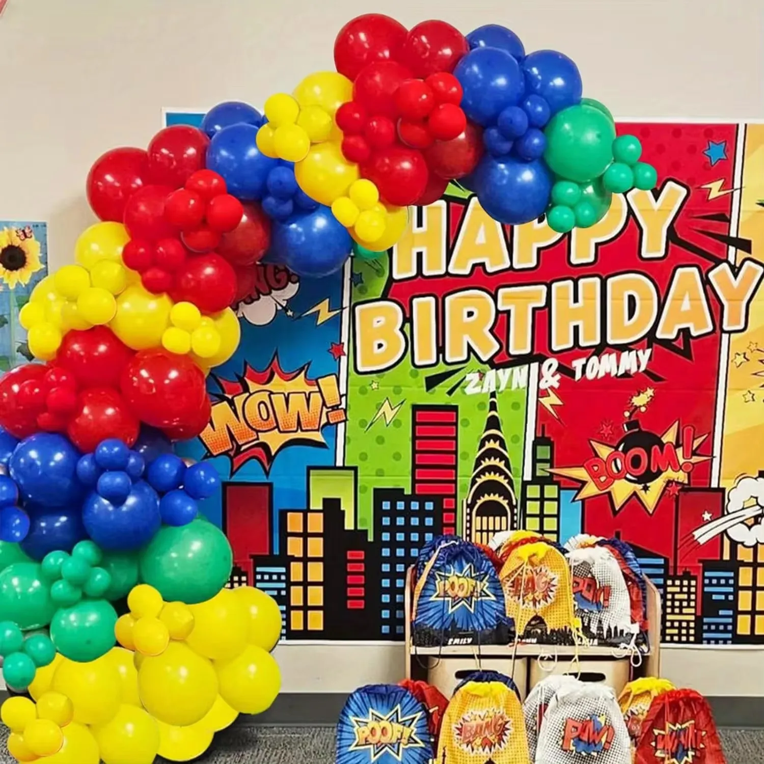 133PCS Red Green Yellow Blue Rainbow Theme Latex Balloons Garland Arch Kit Anniversary Graduation Birthday Party Decorations