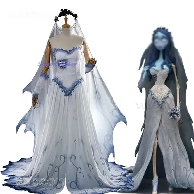Leiche Maskerade Braut Emily Cosplay Kostüm Kostüm Perücke Zombie Ghost Halloween Party verkleiden Image